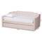 Baxton Studio Lennon Modern and Contemporary Pink Velvet Fabric Twin Size Daybed with Trundle 186-11472-Zoro - alternate 7